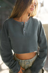 Henley Crop Sweatshirt