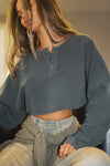 Henley Crop Sweatshirt