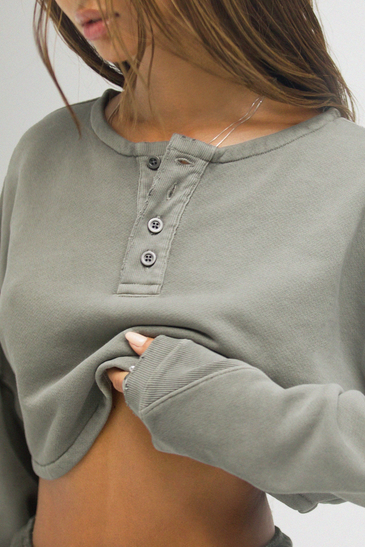 Henley Crop Sweatshirt