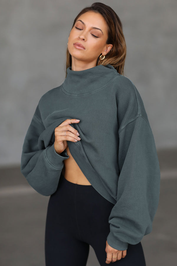 Turtleneck Sweatshirt - Evergreen French Terry - JOAH BROWN